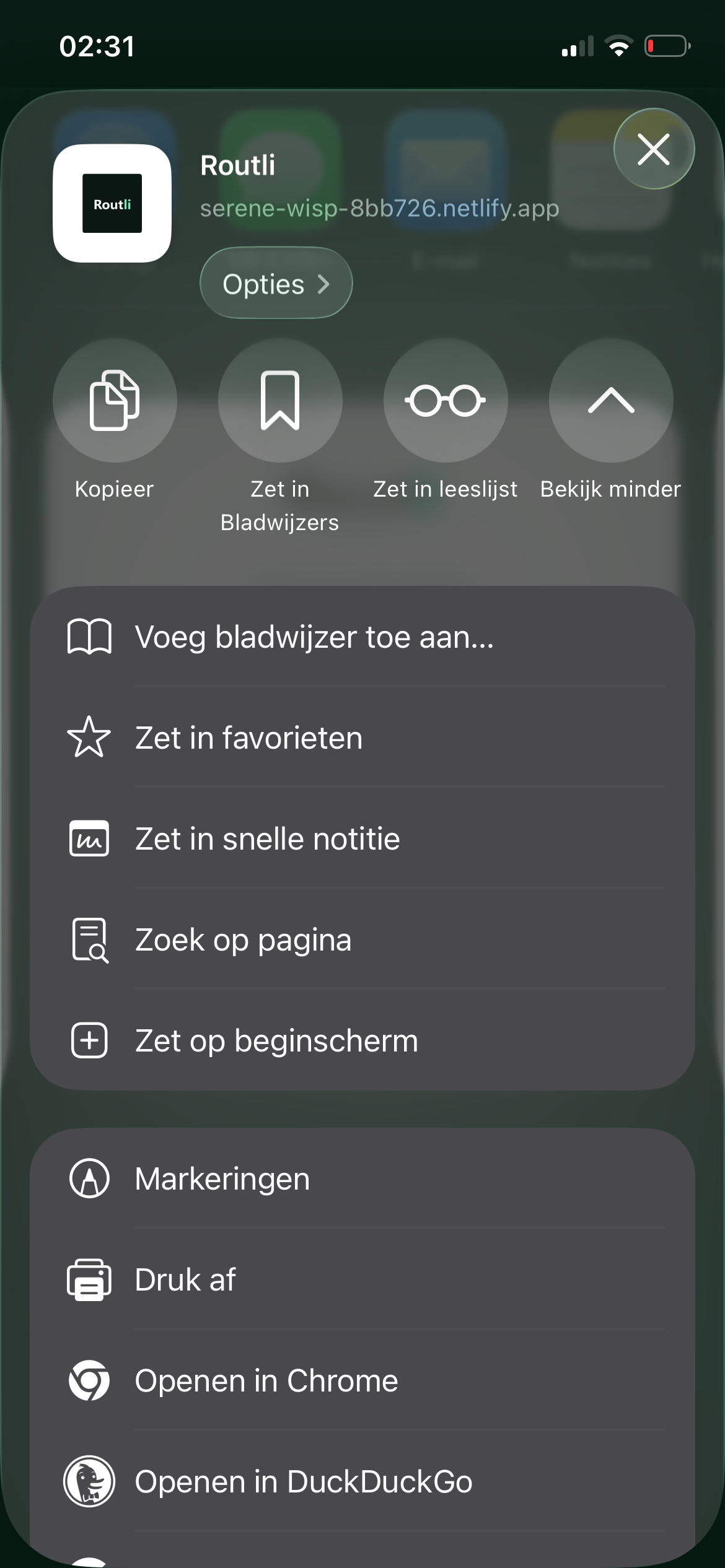 Zet op beginscherm
