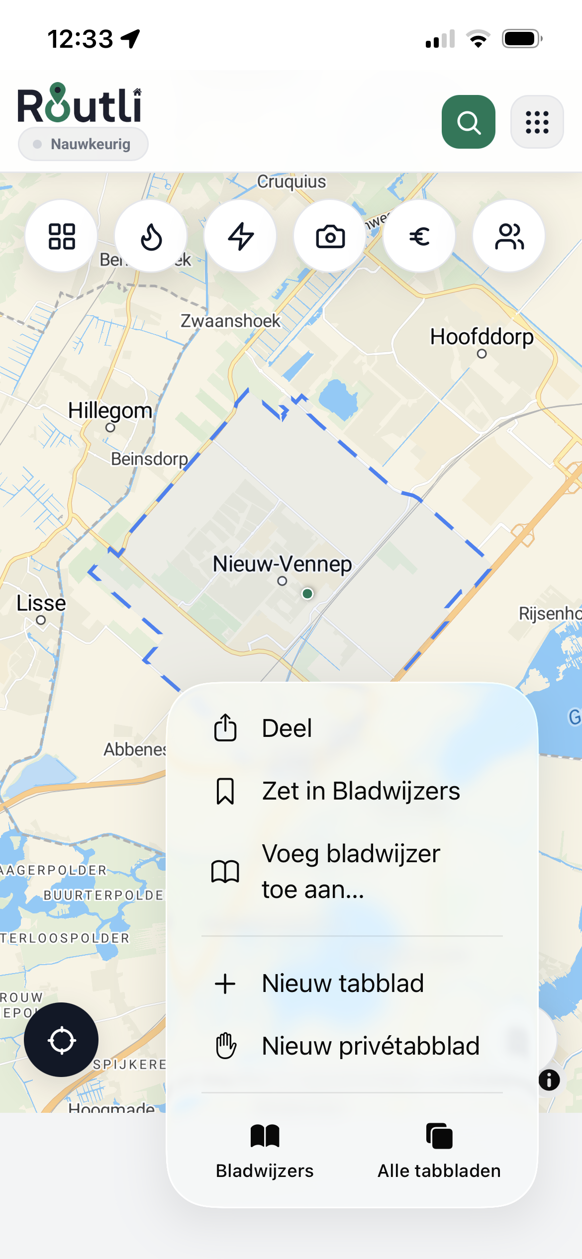 Safari deelmenu